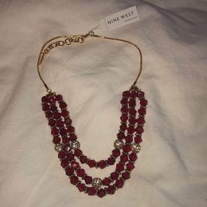 Nine West necklace ruby colored beads